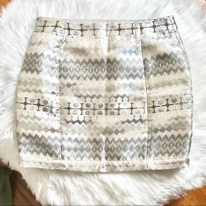 Topshop Metallic Gold Silver Pattern Mini Skirt
